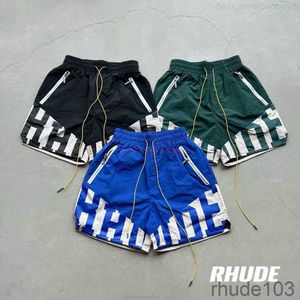 Designer Short Fashion Casual Clothing Beach Shorts Canned Rhude 23fw High Street Heavy Industry Spliced Woven Couple Loose Capris Joggers Sportswear Out FJQF