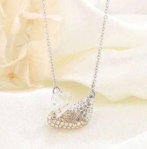 Designer Fashion Women's Pendant Necklace With Light Crystal Swan A Holiday Present for Girls