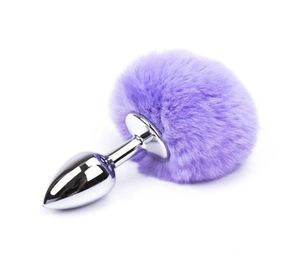 Starter 10 Color Small Size Metal Rabbit Tail Anal Plug Stainless Steel Bunny Tail Butt Plug Anal Sex Toys for Women Adult Sex Pro2546671