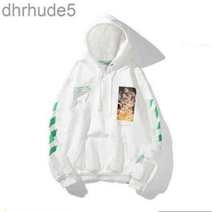 Men's Hoodies Sweatshirts Style Fashion Sweater Painted Arrow Crow Stripe Hoodie and Women's T-shirts White Black KG1D