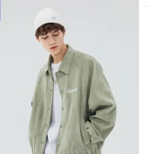 Herrjackor våren Autumn Solid Color Deersskin Velvet Coat Men baggy Baseball Jacket Easy Fashion Loose Casual Simple