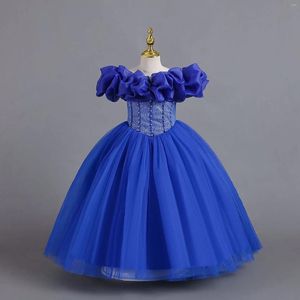 Girl Dresses Ribbon Back Beading Children's Dress Party Luxury Evening Princess Prom elegant brudtärna barn till jul 3-12Y