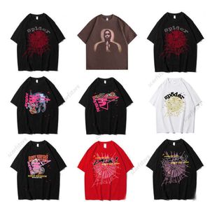 Homens camisetas Homens Camiseta Rosa Young Thug Sp5der 555555 Mans Mulheres Qualidade Espuma Impressão Spider Web Padrão Tshirt Moda Tees Top Suclothes Atacado