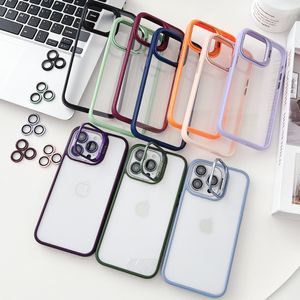 2024 novos casos de telefone design de luxo com protetor de lente de câmera com suporte de câmera para iphone 15 pro max 14 13 12 11