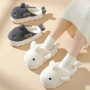 Slippers Cartoon Animal Whale Cotton Women's Soft Home Slipper Winter Warm Non Slip Comfort Lovely Plush Couple