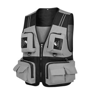 Fonoun Fishing Vest Löstagbara flera fickor med andningsbara nätnät Bekväma slitfest med reflekterande rand FF63 231228