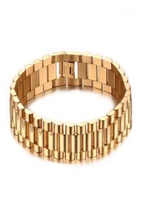 Link Chain Top Quality Gold Filled Watchband President Bracelet Bangles For Men Stainless Steel Strap Adjustable Jewelry11894334