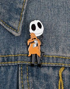 Oil Drop Enamel Skeleton Pins Halloween Grost Cartoon Alloy Brooches For Unisex Skull Clothing Backpack Badge Fashion European Acc7371478