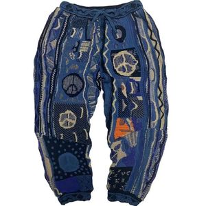 Vintage Hip-Hop-Strickhose, dickere, lockere, ausgehöhlte Hose