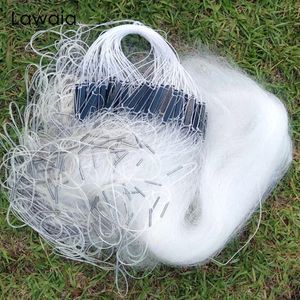 Lawaia 50m White Silk Fishing Gill Nets Monofilament Gear Accessories Trap Network 3layer Fishnet Plastic Float 240116