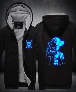 Men039s Hoodies Sweatshirts Anime One Piece Luffy Edward Luminous dragkedja Sweatshirt Sportswear Hoodie Hooded Unisex Tracksuit4011920