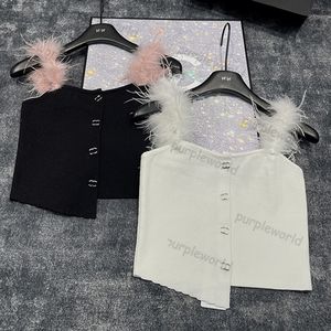 Projektant Camis Ladies Summer Pullover T Shirt Fashion Dzian Tank Top Pióro Patchworka Kamizelka bez rękawów