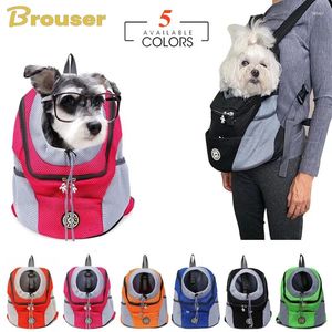 Dog Carrier Pet Bag Outdoor Double Shoulder Cat Backpack Portable Travel Pets Head Come Out Mesh Supplies