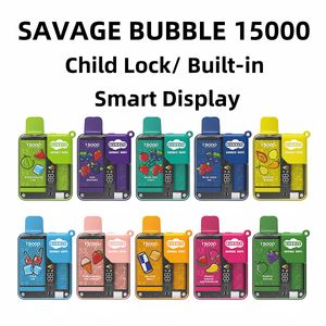 Savage Bubble 15k puff bar vape desechable E Cigarette 8ml Juice Sabor Mesh Coil Child Lock Built-in Smart Display Armazém de energia ajustável na Alemanha Pod
