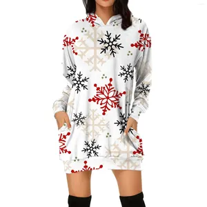 Women's Hoodies Christmas Elk Print Sweatershirts Fashion Carnival Party Female Clothes Casual Sweater Dress Funny Pattern