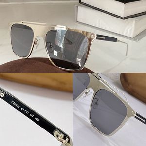 Designer high-quality 1:1 luxury men and women metal police sunglasses square frame mirror with brand letter decoration in the upper right corner T-shaped temple logo