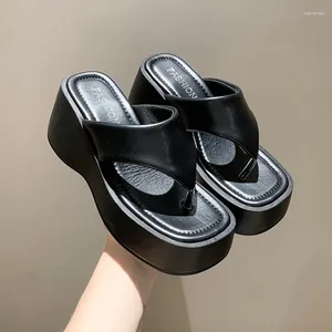 Chinelos plataforma feminina cunha flip flops verão casual confortável designer sandálias moda sapatos simples 2024