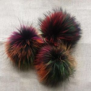 Schlüsselanhänger 15 cm Flauschiger Echter Waschbärpelz Ball Schlüsselbund Pom Schlüsselanhänger Feder Llavero Pompon Schlüsselanhänger Tasche Charme Mädchen Anhänger Geschenke