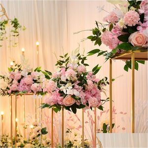 Dekorative Blumen Kränze Blumenkugel für Mittelstücke Seide Rose Hortensie Hochzeitsarrangement Home Party Tisch Road Lead Rack De Dhgws