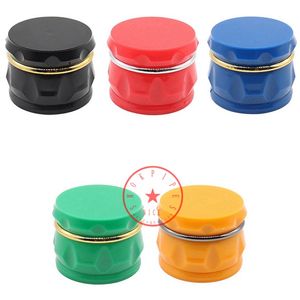 Latest Portable Smoking Plastic Colorful Drum Shape 63MM Dry Herb Tobacco Grind Spice Miller Grinder Crusher Grinding Chopped Hand Muller Cigarette Holder DHL