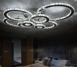 Lampadario moderno a led in cristallo chiaro Cerchio tondo Lampadari a soffitto da incasso lampada soggiorno Lustri per camera da letto Sala da pranzo roo2005818