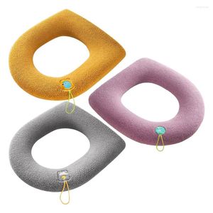 Toilet Seat Covers Winter Warm Cover Closestool Mat Washable Reusable Pad Bathroom Accessories Knitting Pure Color Soft Bidet