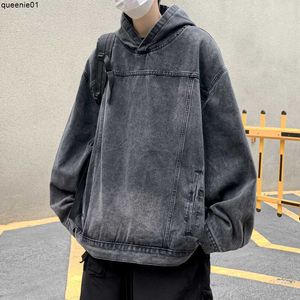 New Products Are on the Market to Make Old Washed Sweaters Men's Hoodies Sweatshirts for in Spring and Autumn High Street Casual Ruffian Handsome Pullover Jacket