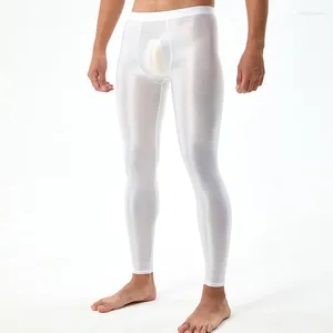 Herren-Hosen, glänzende Herren-Leggings, halbdurchgehende, dünne, einfarbige Hose für Yoga, Training, Laufen, Fitness, Sport, Training, Schwimmen