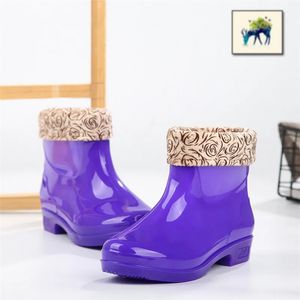 Miaoguan Women's Rain Boots Ladies Waterproof Shoes女性ウォーターシューズラバーブーツ取り外し可能なベルベットカバーレインブーツボタスデアグア231228