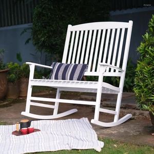 Kamp Mobilya Deluxe Double Rocker Beyaz Bahçe Rekliner Sandalye Güneş Şezlongları
