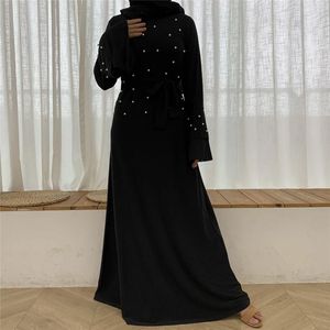 Ethnic Clothing Abaya Multi Layered Flared Sleeve Muslim Women's Long Dress Fashionable Studded Lace Up Slim Fitting Sleeved