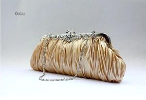 Bags Gold Chinese Women's Satin Handbag Clutch Party Bridal Evening Bag Hand Purse Makeup Bag Free Shipping 7385B