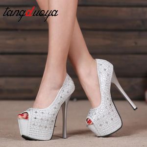 Boots women's shoes high heels 16cm rhinestone platform heels nightclub high heels sexy single shoes stiletto heels elegant high heels