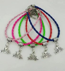 Charm Bracelets Fast Delivery I Love My Dog & Bangle Multicolor Leather Braided Rope Bracelet Women Jewelry 10pcs