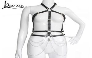 Mulheres sexy liga cinto de couro suspensórios corpo bondage escultura arnês metal borla corrente cintura feminino cinto sutiã espartilho straps1851224