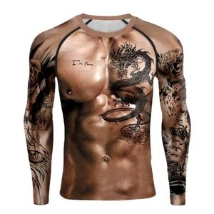 T-shirt con stampa 3d estiva in cotone T-shirt divertenti muscolari a maniche lunghe da uomo T-shirt da uomo larghe Plus Size Abbigliamento streetwear Top 231228