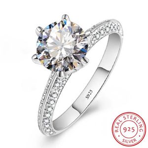 Anelli di nozze in argento sterling massiccio 925 originali al 100% gioielli raffinati anelli di fidanzamento con pietra di diamante CZ da 1 ct per le donne XR279284B