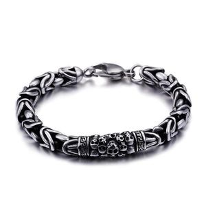 Link Chain Fashion Vintage Style Viking Bracelet Wrist Silver Color Charm Skull For Men Jewelry254a