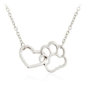 Hollow Out Cute Heart Dog Cat Paw Pendant Necklace Animal Print Friendship Jewelry Mother Child Love Necklaces258S