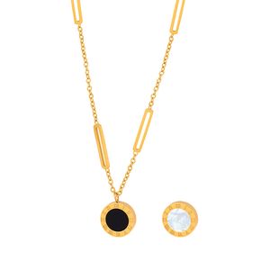Женское изысканное ожерелье, черно-белое ожерелье с подвеской в виде ракушки, ожерелье из нержавеющей стали с покрытием из 18-каратного золота, вечерние ювелирные изделия, подарок