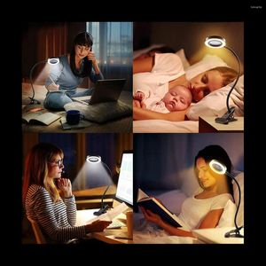 Spoons 48 LED Desk Lamp Clip With 5X Magnifying Glass Light 360° Adjustable 3 Modes For Bed Work Crafts-1PC