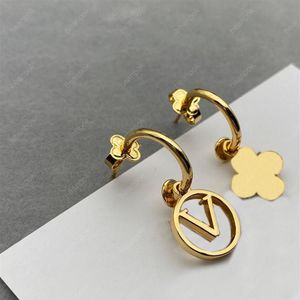 Kvinnor örhängen designer hoop örhängen mode öron ring varumärken guld smycken lyxiga örhänge brev l stud heanpok hel ny 22314g