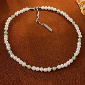 Anhänger Halsketten Retro Minderheit Stringed Perlen Choker Halskette Französisch Geometrische Schlüsselbein Kette Frauen