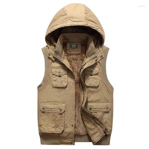 Men's Vests Winter Casual Thickened Oversized Solid Loose Standing Collar Hooded Vest