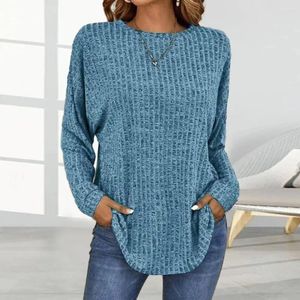Women's Blouses T-shirt Tops Women Top Spring Fall Crew Neck Long Sleeves Loose Knitted Elastic Mid Length Lady Blouse Blusa Feminina