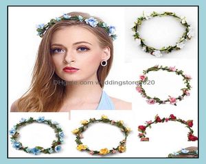 Beach Summer Flower Ghiter Ghirland Crown Festival Fedding Bridal Bridesmaid Floral Head Abbassino Boho Chiepice Accessorio per capelli 7356911