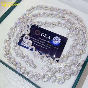 Ankunft Diamant-Halskette 925 Silber Infinity Link Design 13 mm kubanische Moissanit-Kette
