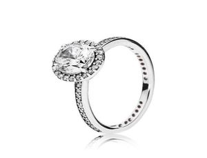 リアル925スターリングシルバーCZダイヤモンドリングオリジナルボックスセットフィットスタイルの結婚指輪エンゲージメントジュエリー