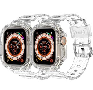 Pulseira esportiva transparente com capa para relógio, série 7 8 ultra 49mm, armadura transparente, capa de silicone, iwatch 5 6 se 40 412766540