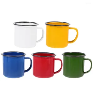 Tassen Becher Tasse Emaille Kaffee Camping Tassen Trinktee Wasser Vintage Metall Camp Zinn Lagerfeuer Kleinbier Retrogetränkeset Griff